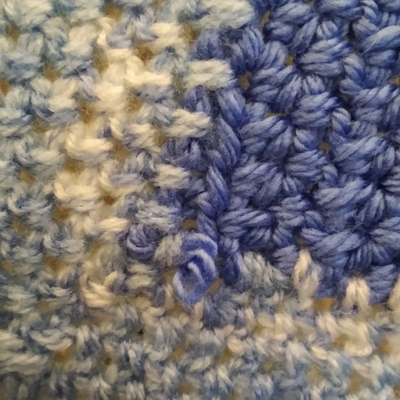 Artisan Handmade Crocheted Crochet Baby Blanket Blue White - Picture 9 of 11